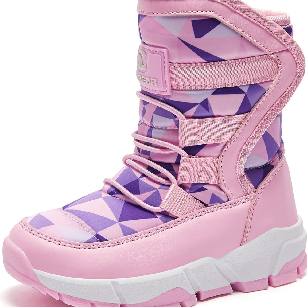 Pink and Purple Geometric Snow Boots